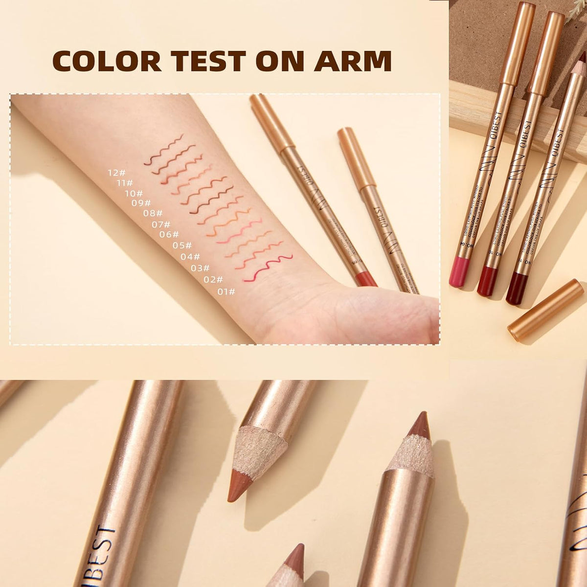 12-Piece Matte Lip Liner Set – Creamy, Long-Lasting Lip Pencils in Nude, Brown, Pink & Red Shades