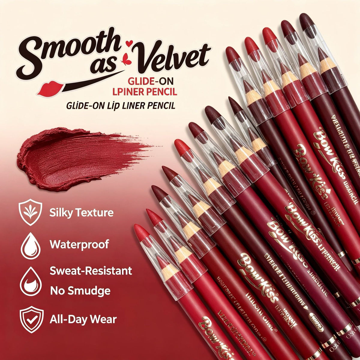 12-Piece Waterproof Matte Lip Liner Set with Sharpener – Easy-Glide Color for Precise, Defined Lips