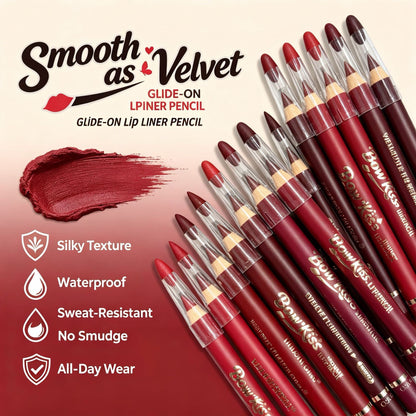 12-Piece Waterproof Matte Lip Liner Set with Sharpener – Easy-Glide Color for Precise, Defined Lips