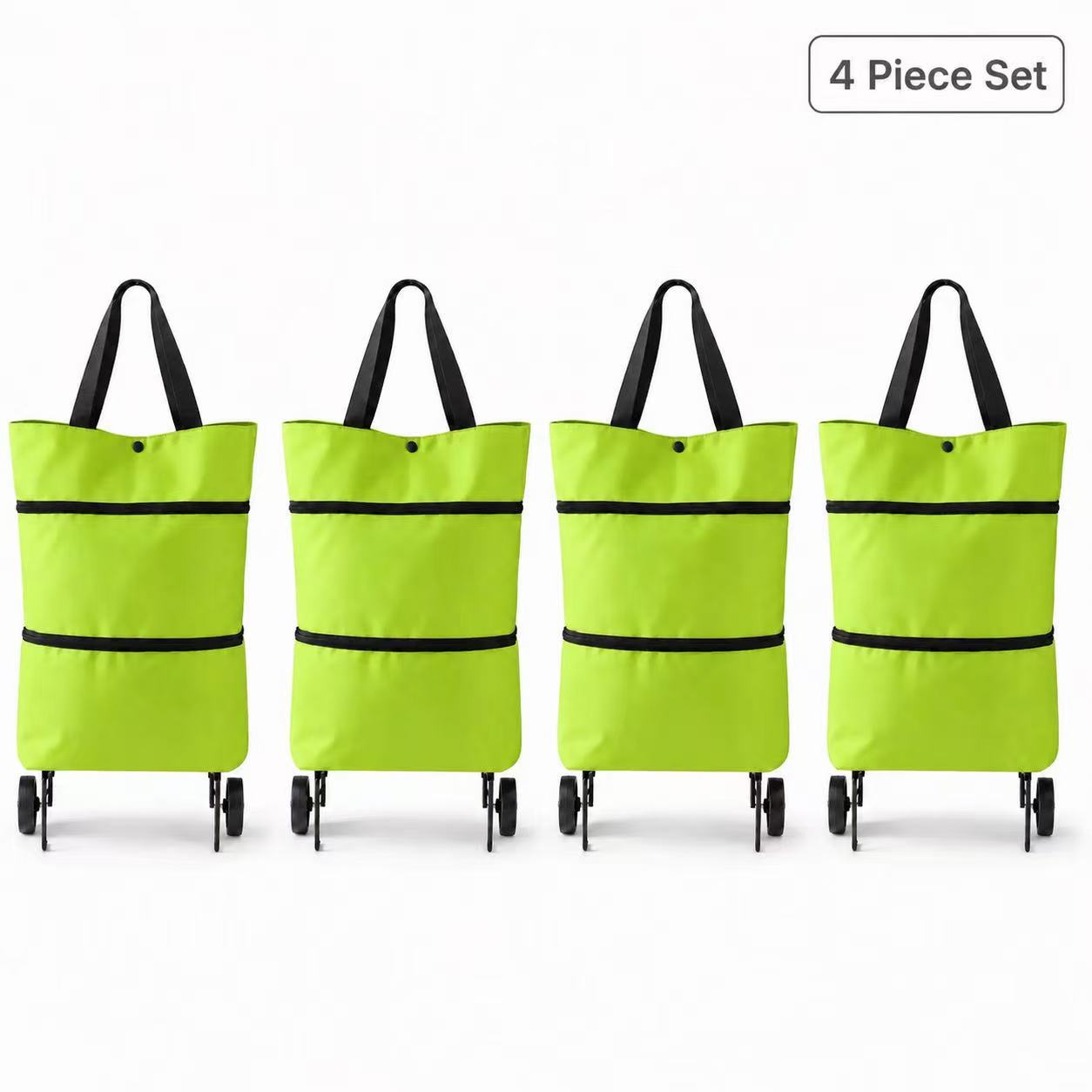 2-in-1 Foldable Shopping Trolley Bag with Wheels