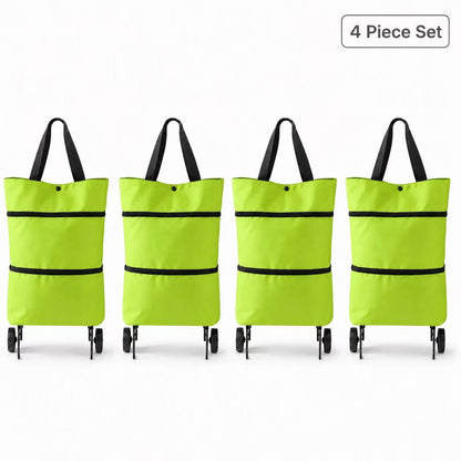 2-in-1 Foldable Shopping Trolley Bag with Wheels