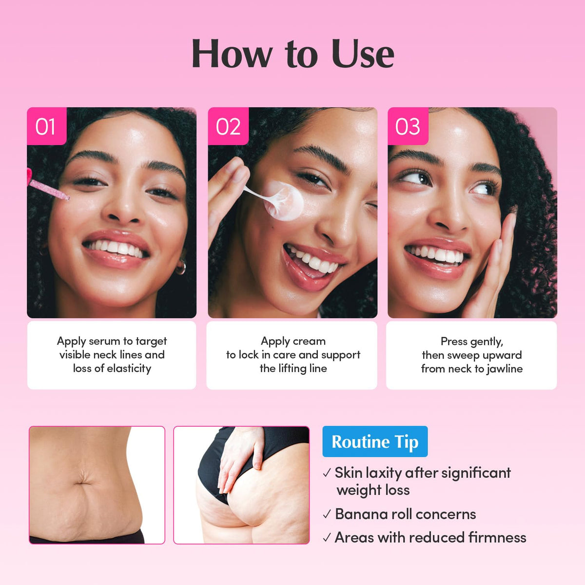 NAD+ Peptide Boosting Serum & Cream Duo | Pink Cream for Anti-Aging, Firming & Lifting, Jawline, Neck, Décolleté