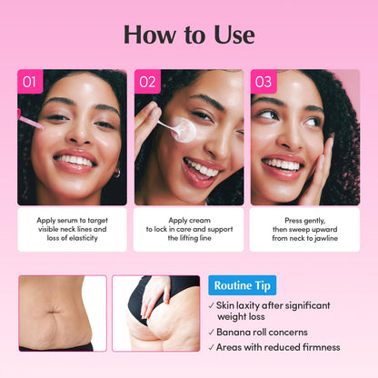 NAD+ Peptide Boosting Serum & Cream Duo | Pink Cream for Anti-Aging, Firming & Lifting, Jawline, Neck, Décolleté