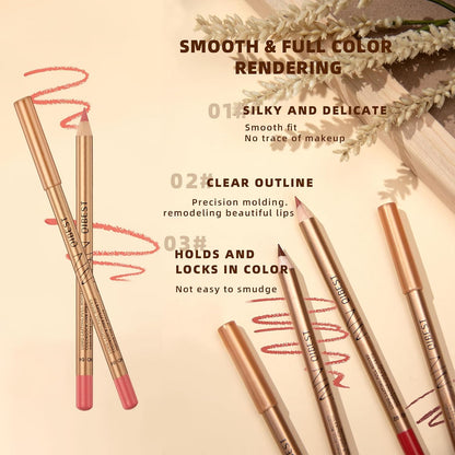 12-Piece Matte Lip Liner Set – Creamy, Long-Lasting Lip Pencils in Nude, Brown, Pink & Red Shades