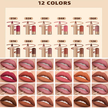 12-Piece Matte Lip Liner Set – Creamy, Long-Lasting Lip Pencils in Nude, Brown, Pink & Red Shades