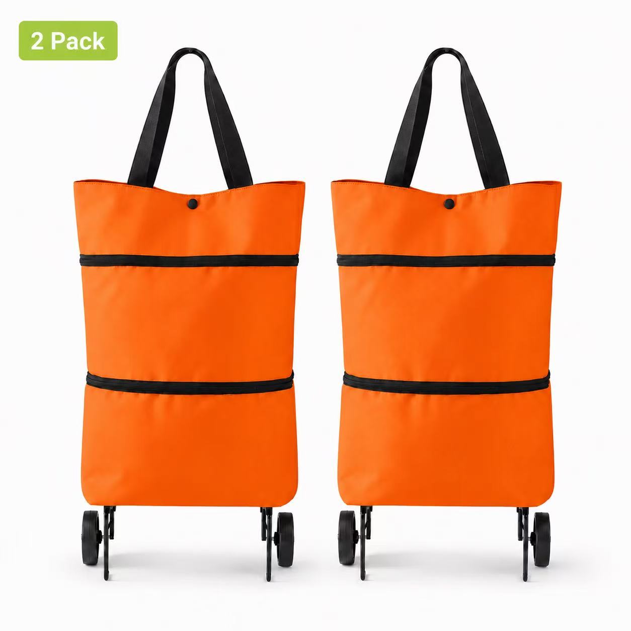 2-in-1 Foldable Shopping Trolley Bag with Wheels