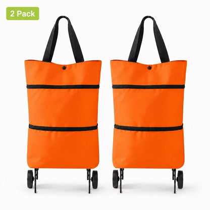 2-in-1 Foldable Shopping Trolley Bag with Wheels