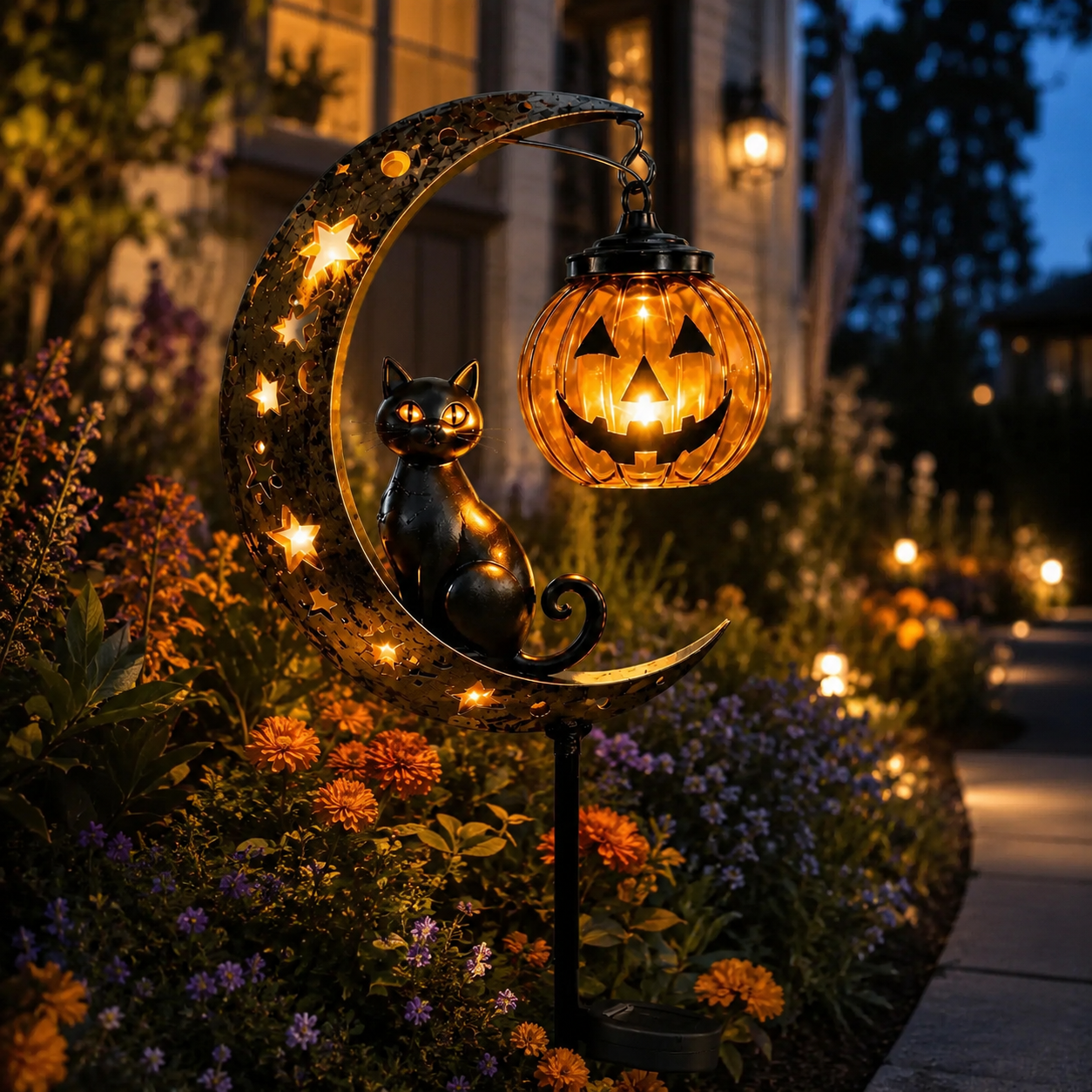 🎃 Halloween Pumpkin Moon Garden Stake Light