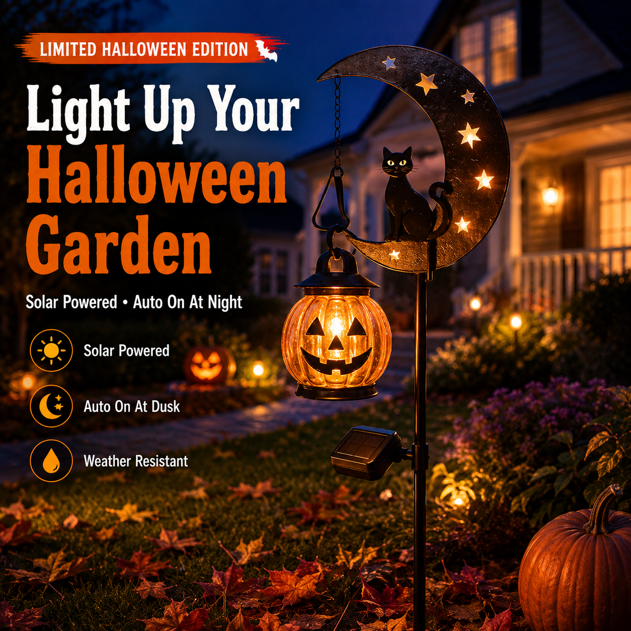🎃 Halloween Pumpkin Moon Garden Stake Light