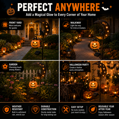 🎃 Halloween Pumpkin Moon Garden Stake Light