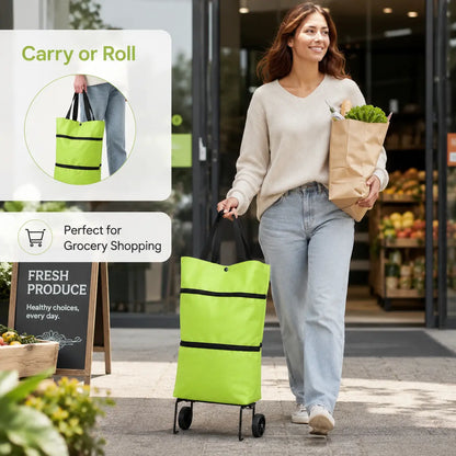 2-in-1 Foldable Shopping Trolley Bag with Wheels