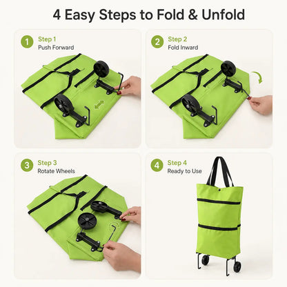 2-in-1 Foldable Shopping Trolley Bag with Wheels