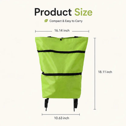 2-in-1 Foldable Shopping Trolley Bag with Wheels