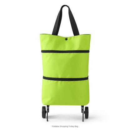 2-in-1 Foldable Shopping Trolley Bag with Wheels