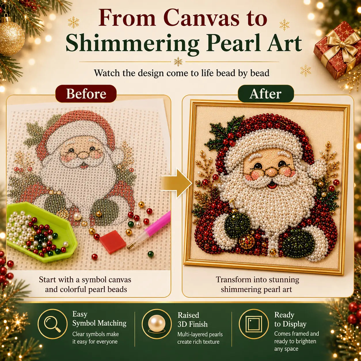 3D Pearl Diamond Painting DIY Kit – Christmas & Halloween Holiday Wall Art