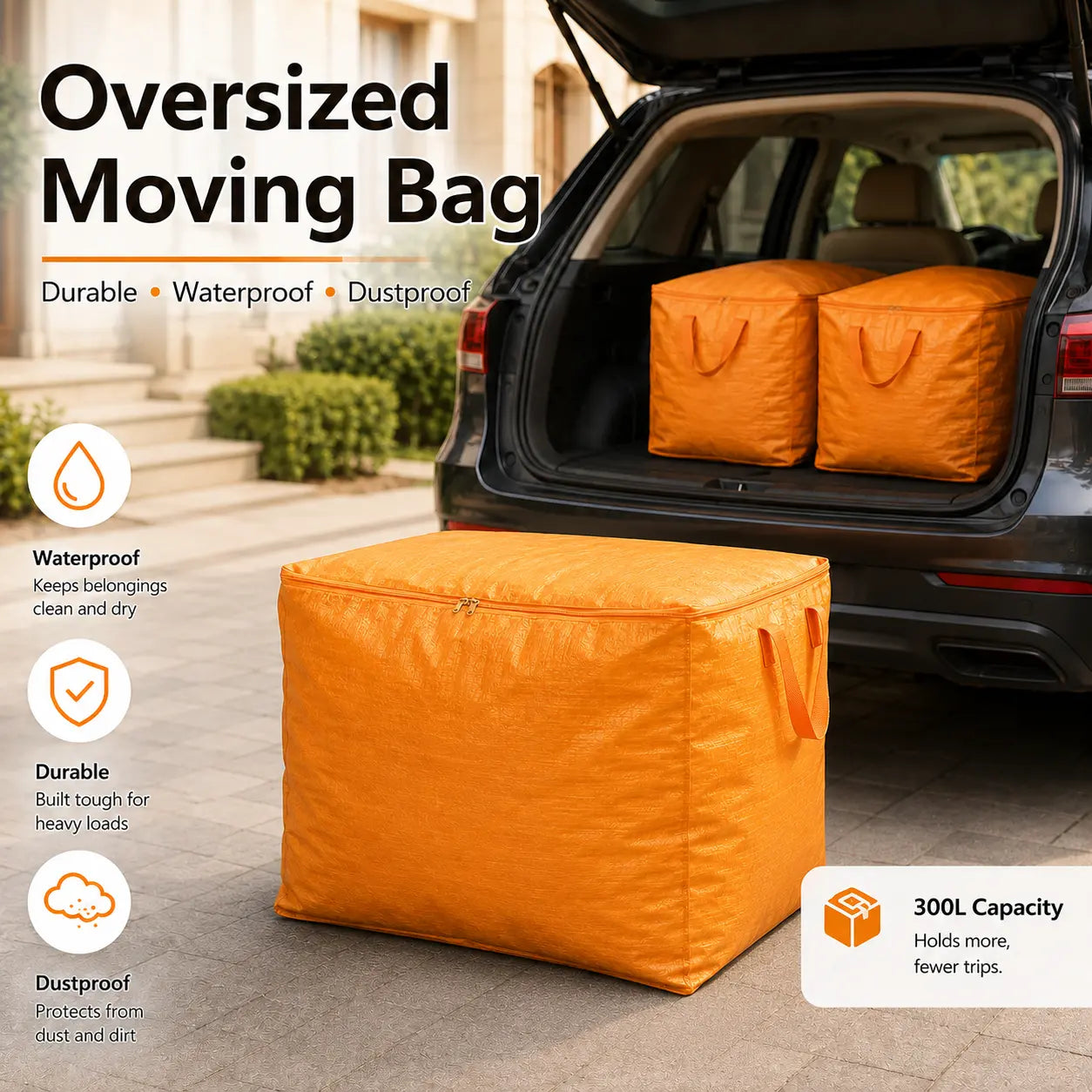 300L Jumbo Storage Bag | Heavy-Duty Moving & Closet Organizer