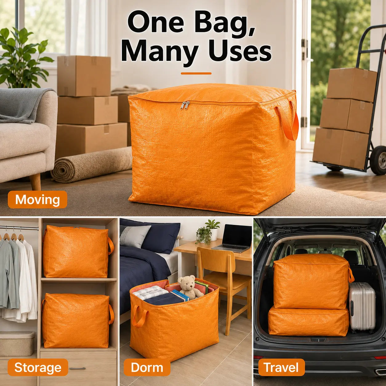 300L Jumbo Storage Bag | Heavy-Duty Moving & Closet Organizer