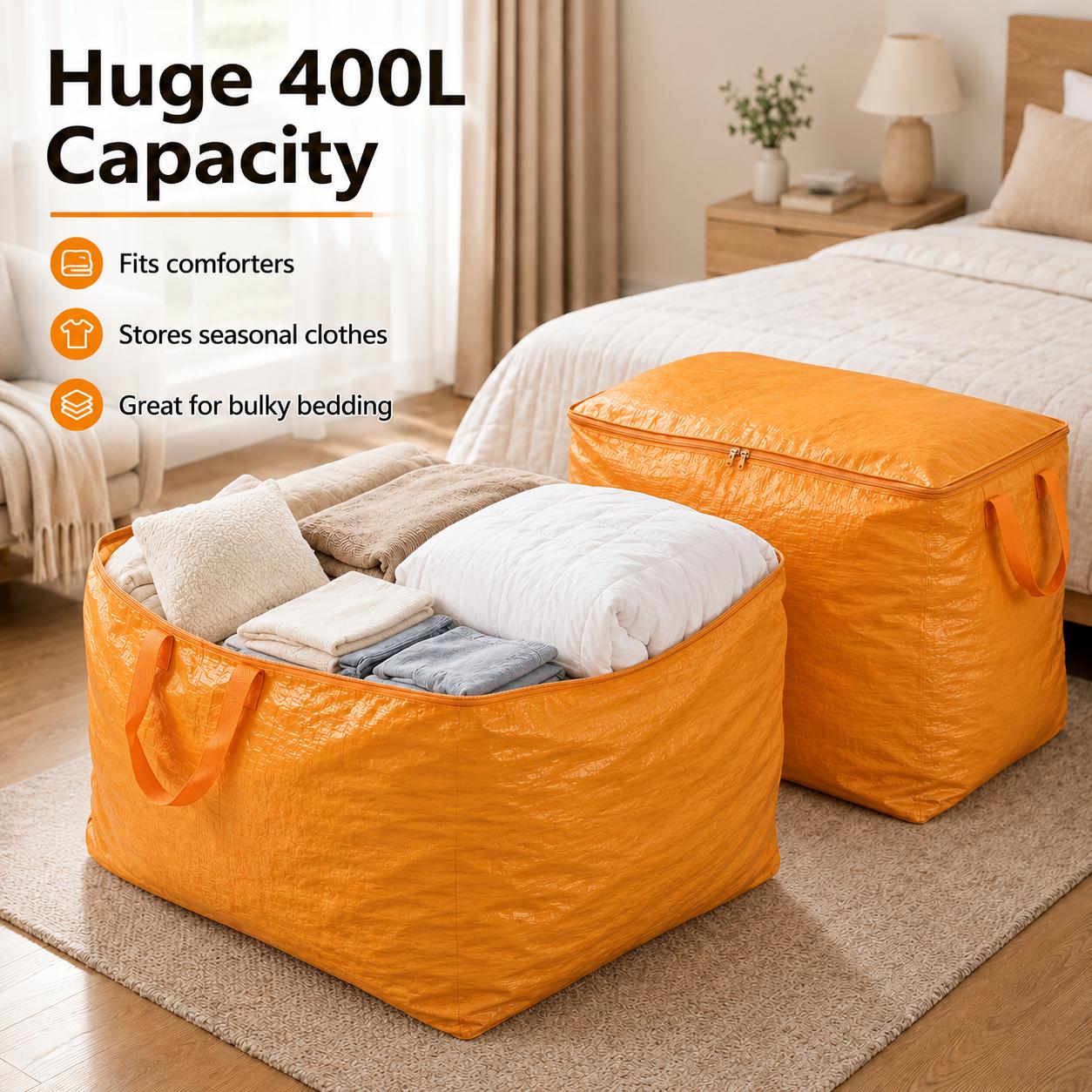 300L Jumbo Storage Bag | Heavy-Duty Moving & Closet Organizer