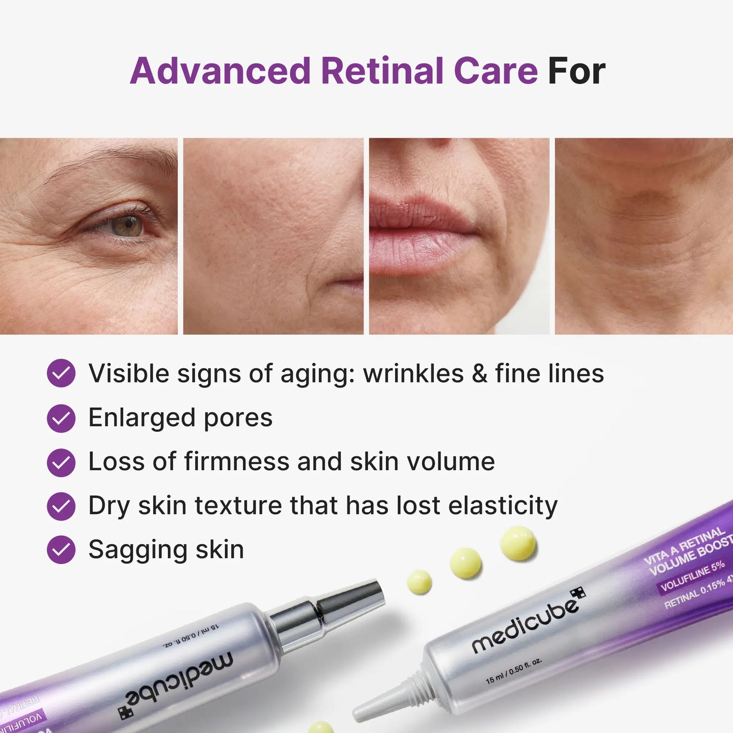 Retinal Pore Refining Booster | Firming Anti-Aging Serum for Fine Lines, Elasticity & Skin Plumpness