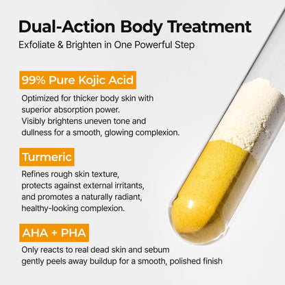 Kojic Acid Turmeric Body Brightening Spray | Exfoliating Treatment for Rough & Uneven Skin Tone