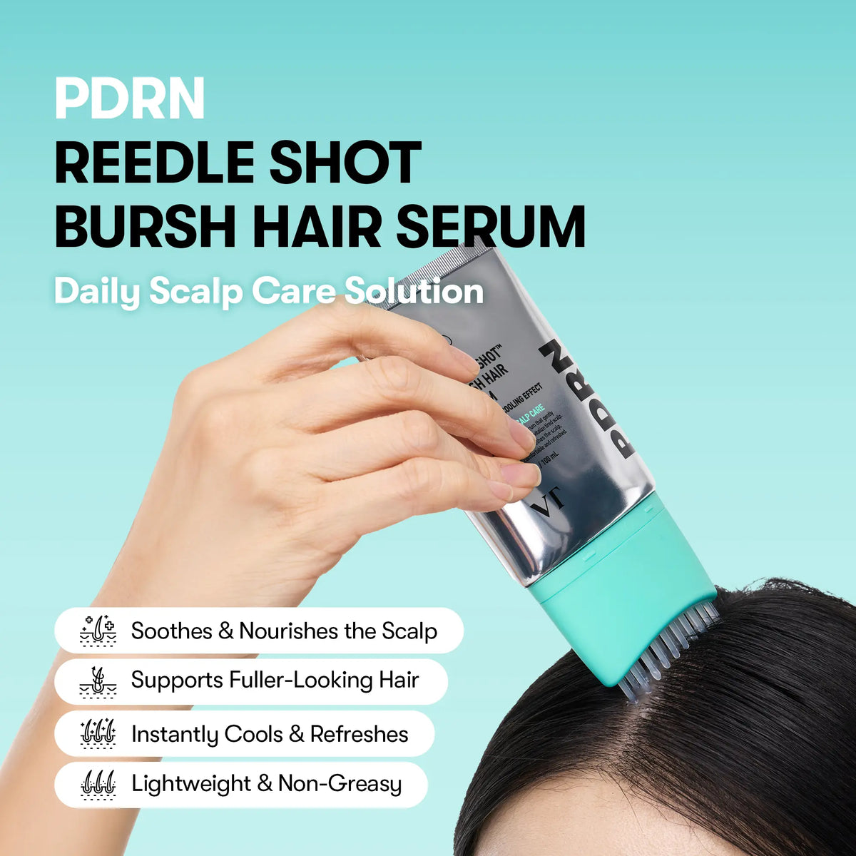 PDRN Scalp Serum Hair Brush – Hair Thickening & Fuller-Looking Hair, Root Volume, Hairline & Dry Scalp Care, Lightweight Daily Root Treatment