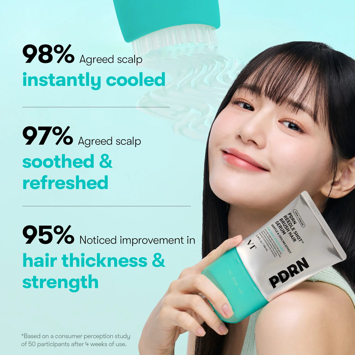 PDRN Scalp Serum Hair Brush – Hair Thickening & Fuller-Looking Hair, Root Volume, Hairline & Dry Scalp Care, Lightweight Daily Root Treatment