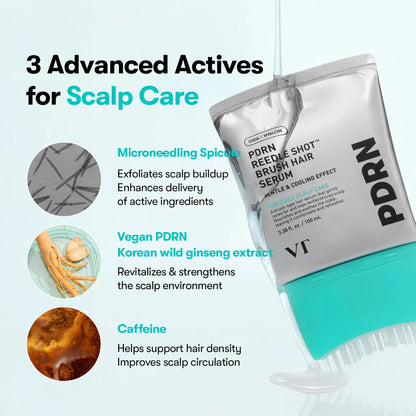 PDRN Scalp Serum Hair Brush – Hair Thickening & Fuller-Looking Hair, Root Volume, Hairline & Dry Scalp Care, Lightweight Daily Root Treatment