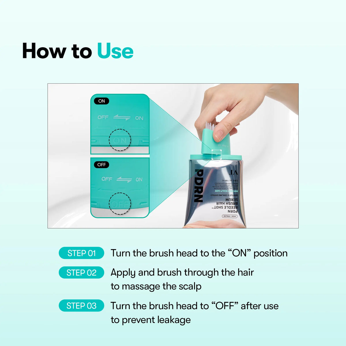 PDRN Scalp Serum Hair Brush – Hair Thickening & Fuller-Looking Hair, Root Volume, Hairline & Dry Scalp Care, Lightweight Daily Root Treatment