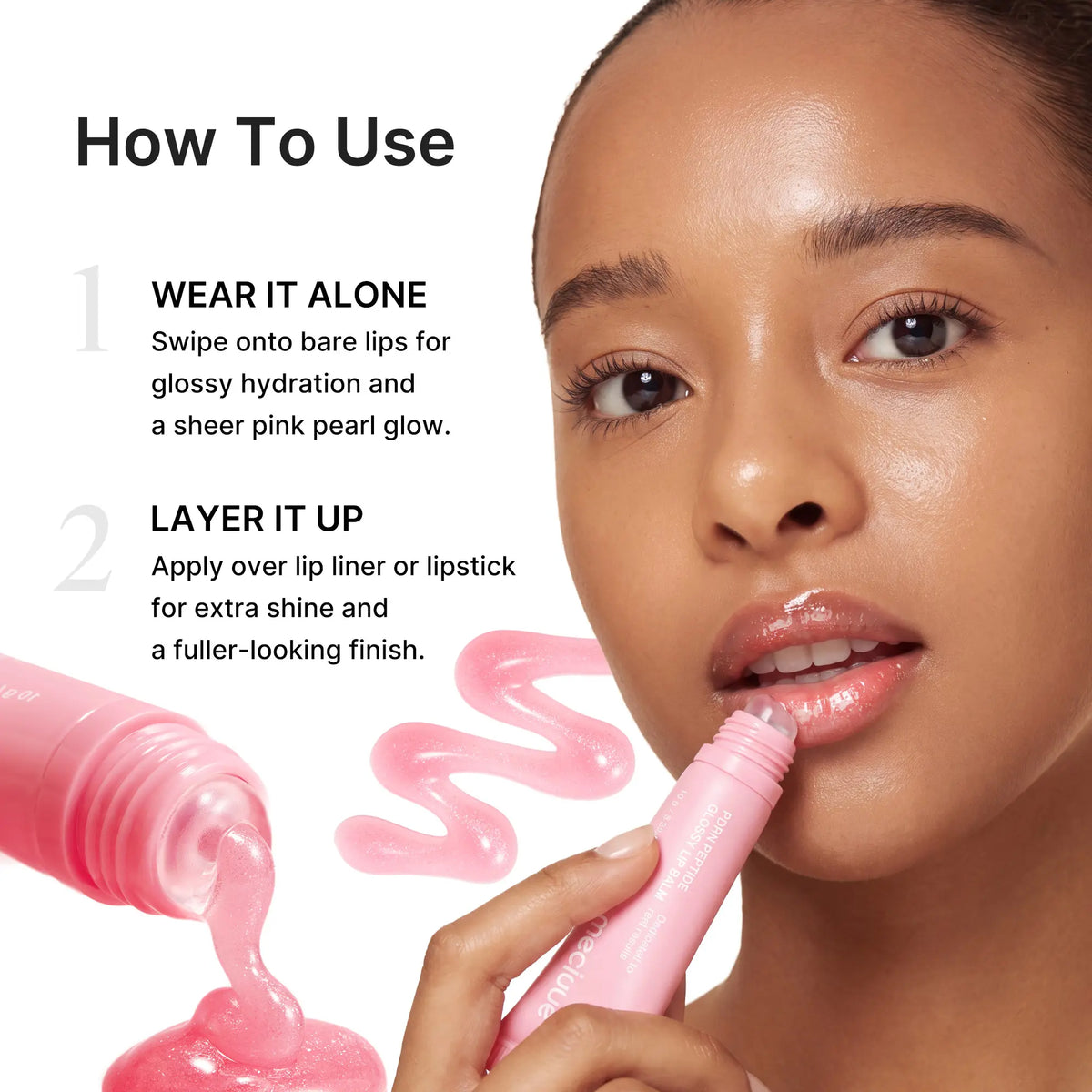 [NEW][medicube]PDRN Peptide Glossy Lip Balm – Hydrating Plumping Lip Gloss with Hyaluronic Acid & Shea Butter, Sheer Pink Pearl Shine