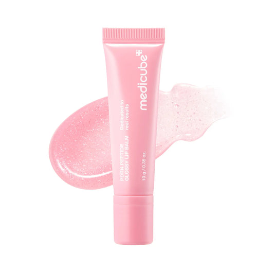 [NEW][medicube]PDRN Peptide Glossy Lip Balm – Hydrating Plumping Lip Gloss with Hyaluronic Acid & Shea Butter, Sheer Pink Pearl Shine