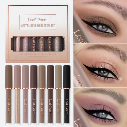 8-Shade Matte Liquid Eyeshadow Pen Set – Blendable, Waterproof & Long-Lasting Eye Color