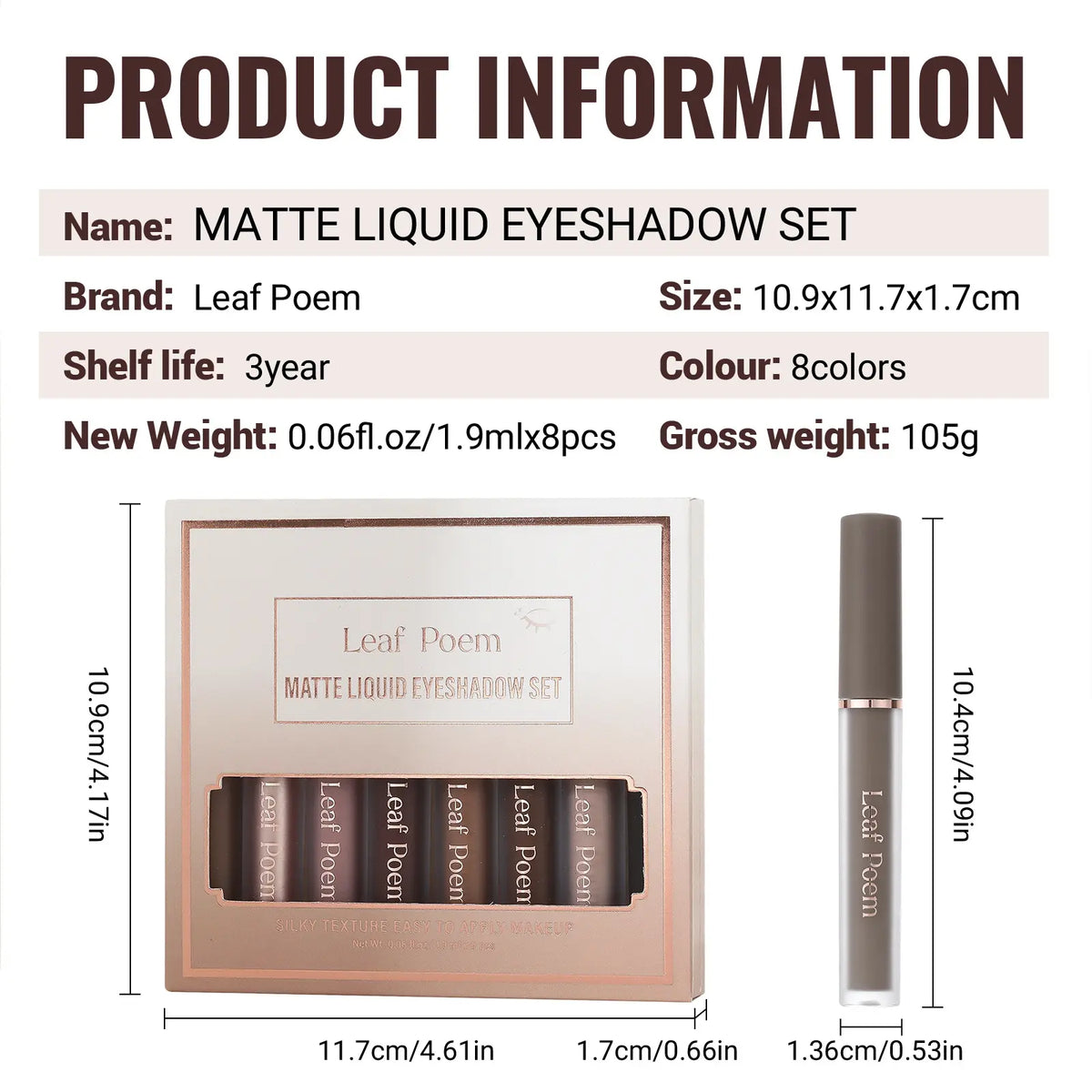8-Shade Matte Liquid Eyeshadow Pen Set – Blendable, Waterproof & Long-Lasting Eye Color