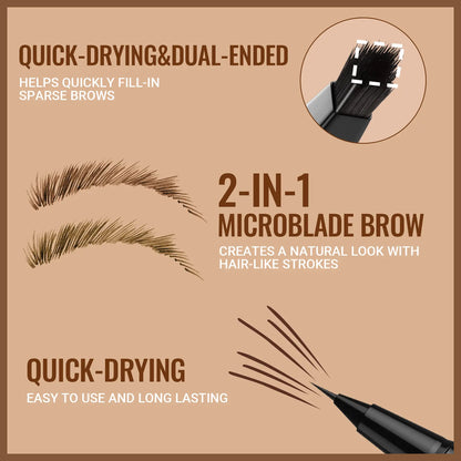 2-in-1 Hair-Like Eyebrow Pen & Eyeliner – Waterproof Dual-Ended Brow Pencil with Fine Brush Tip