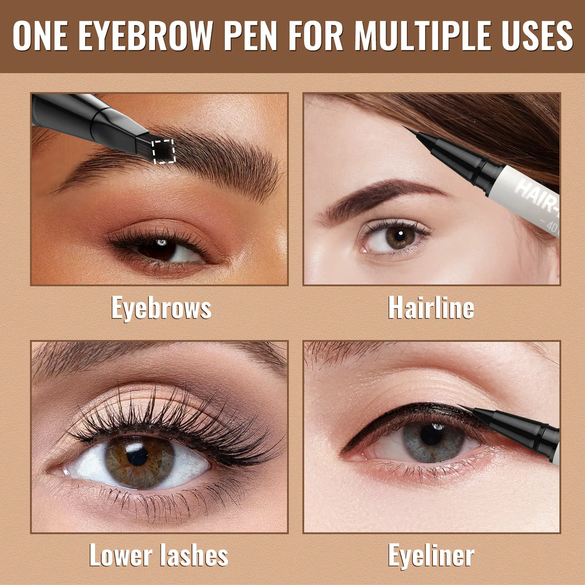 2-in-1 Hair-Like Eyebrow Pen & Eyeliner – Waterproof Dual-Ended Brow Pencil with Fine Brush Tip