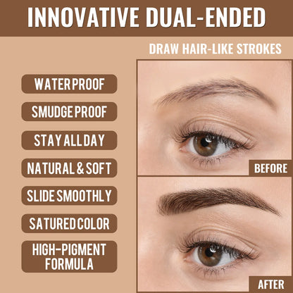 2-in-1 Hair-Like Eyebrow Pen & Eyeliner – Waterproof Dual-Ended Brow Pencil with Fine Brush Tip