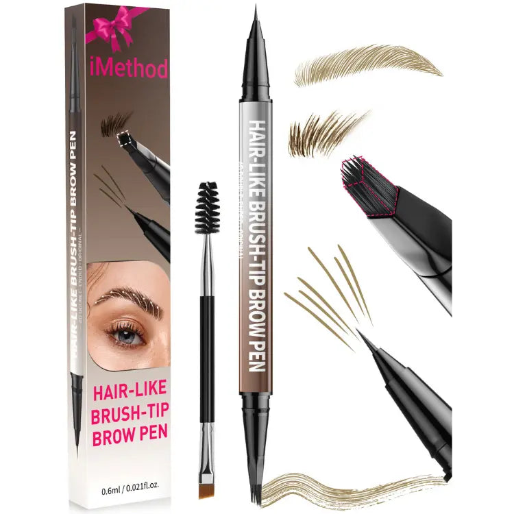 2-in-1 Hair-Like Eyebrow Pen & Eyeliner – Waterproof Dual-Ended Brow Pencil with Fine Brush Tip