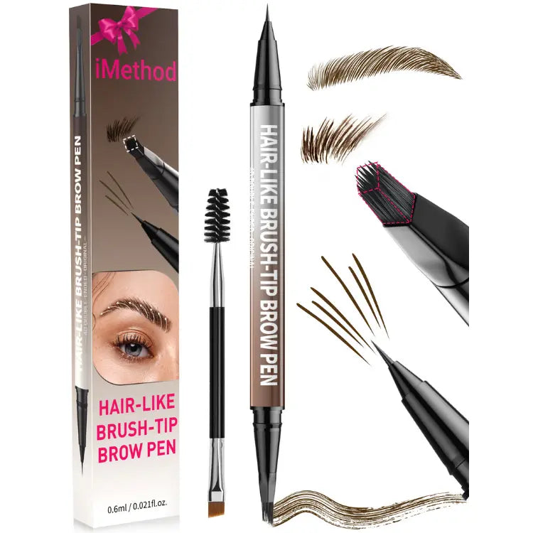 2-in-1 Hair-Like Eyebrow Pen & Eyeliner – Waterproof Dual-Ended Brow Pencil with Fine Brush Tip