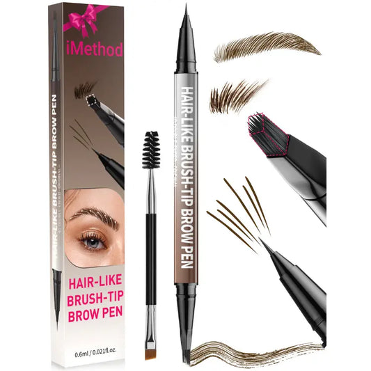 2-in-1 Hair-Like Eyebrow Pen & Eyeliner – Waterproof Dual-Ended Brow Pencil with Fine Brush Tip
