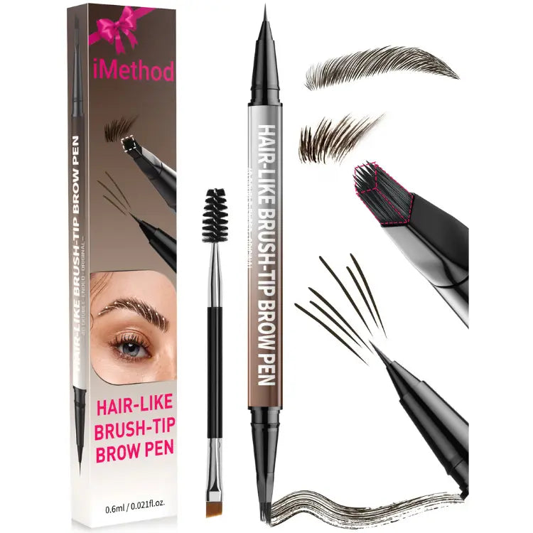 2-in-1 Hair-Like Eyebrow Pen & Eyeliner – Waterproof Dual-Ended Brow Pencil with Fine Brush Tip