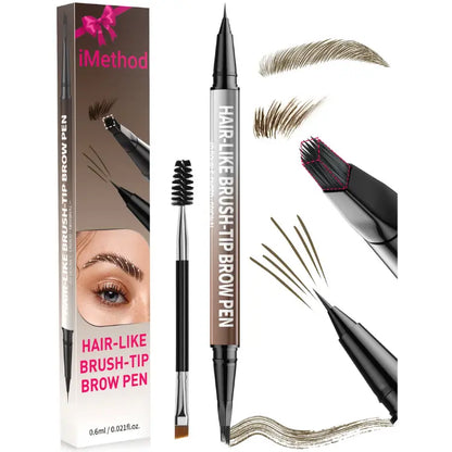 2-in-1 Hair-Like Eyebrow Pen & Eyeliner – Waterproof Dual-Ended Brow Pencil with Fine Brush Tip