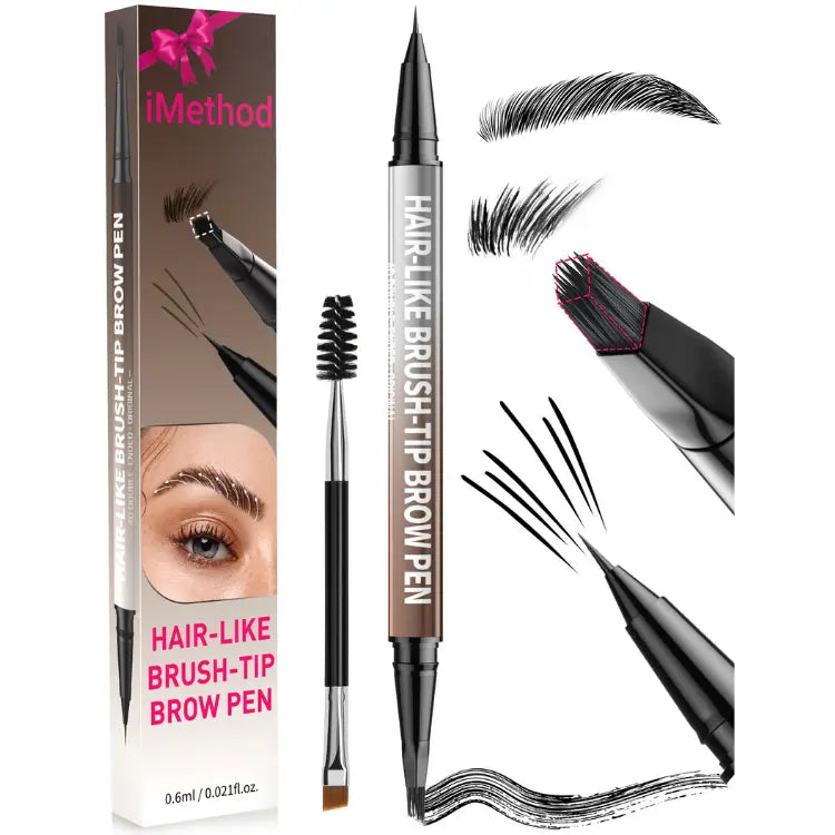 2-in-1 Hair-Like Eyebrow Pen & Eyeliner – Waterproof Dual-Ended Brow Pencil with Fine Brush Tip