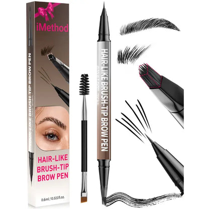 2-in-1 Hair-Like Eyebrow Pen & Eyeliner – Waterproof Dual-Ended Brow Pencil with Fine Brush Tip
