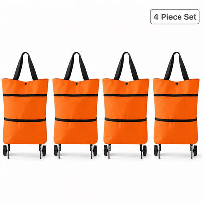 2-in-1 Foldable Shopping Trolley Bag with Wheels