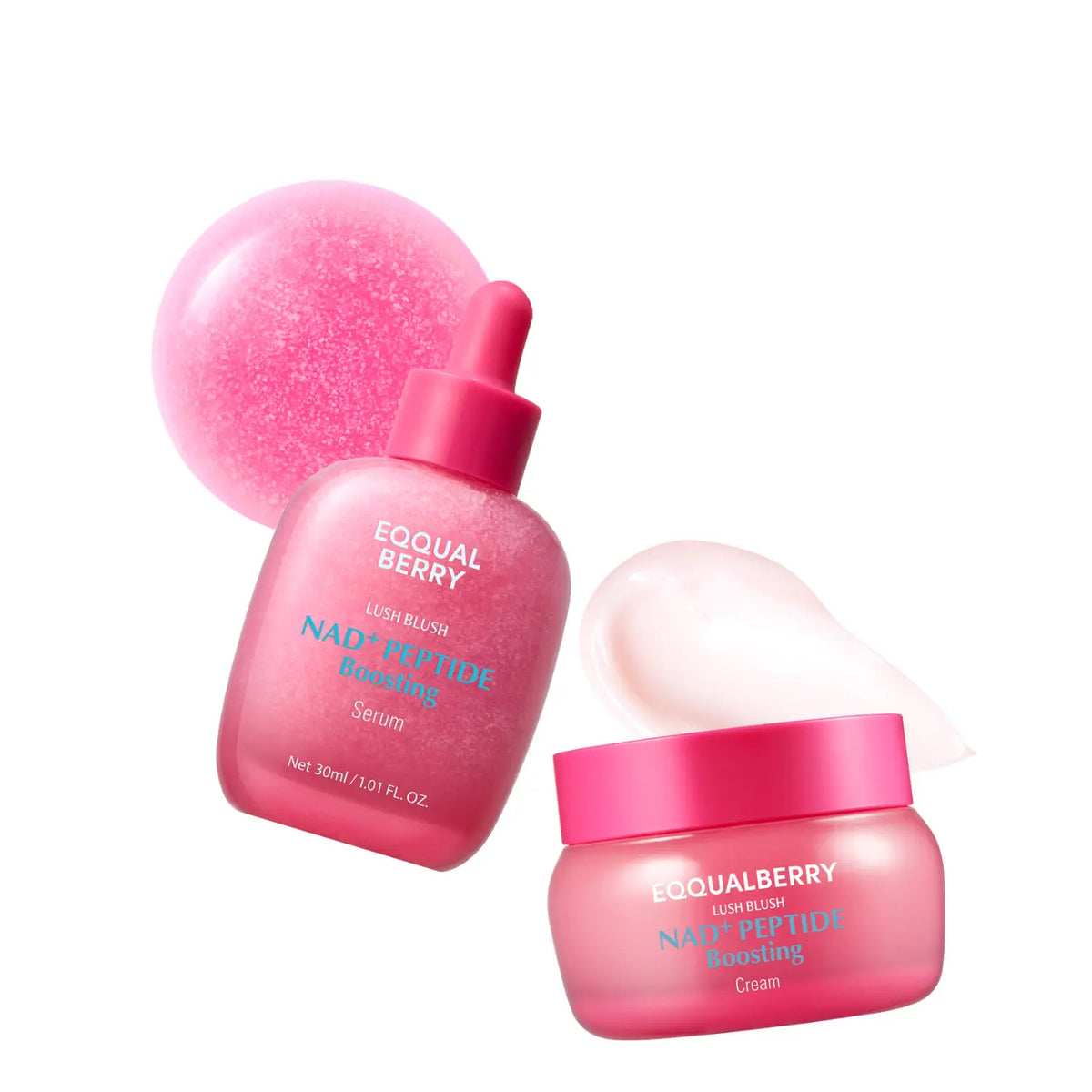 NAD+ Peptide Boosting Serum & Cream Duo | Pink Cream for Anti-Aging, Firming & Lifting, Jawline, Neck, Décolleté