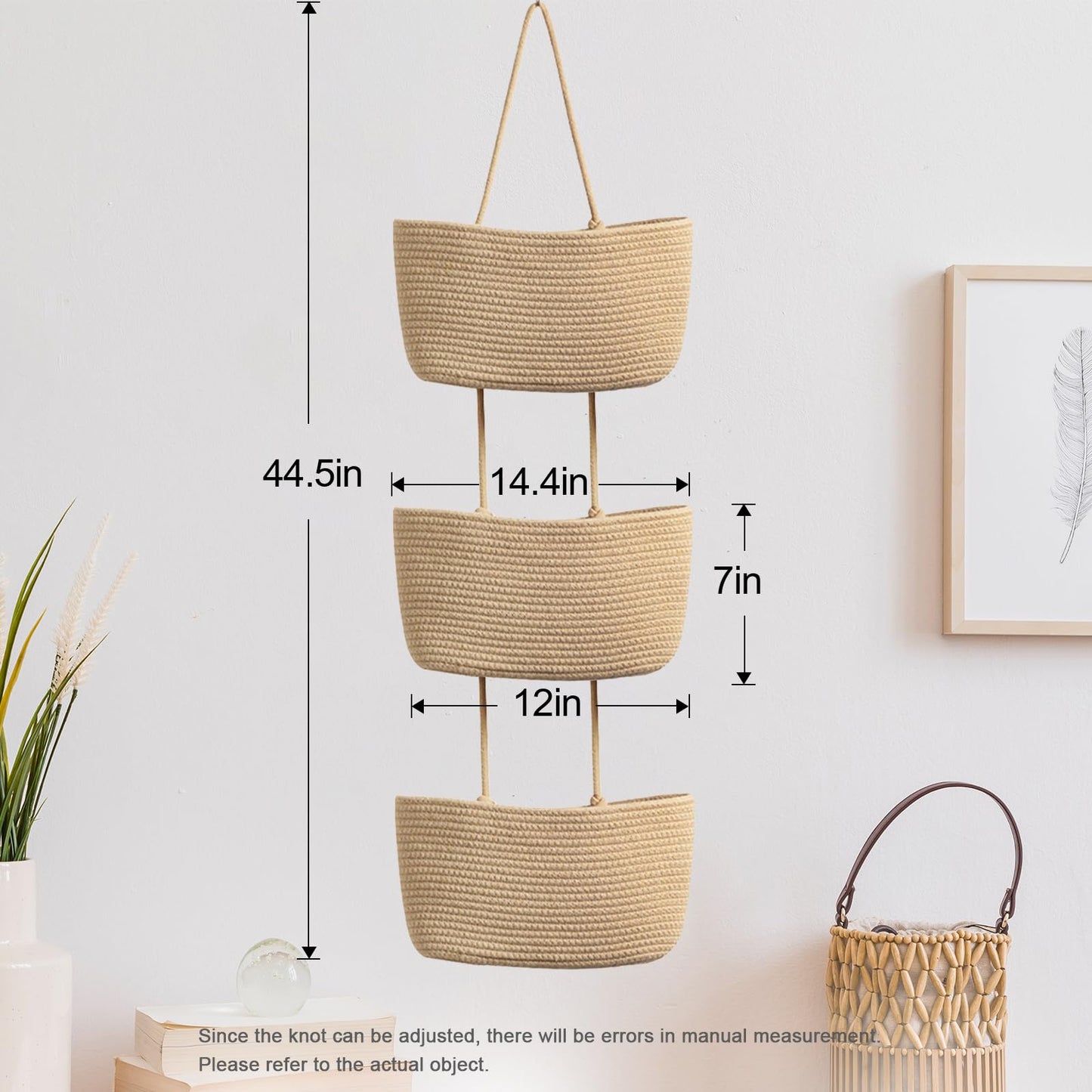 ✨ Wall-Hanging Storage Organizer – 3-Tier, Boho Style, Space-Saving 🏡