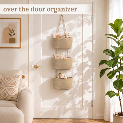 ✨ Wall-Hanging Storage Organizer – 3-Tier, Boho Style, Space-Saving 🏡