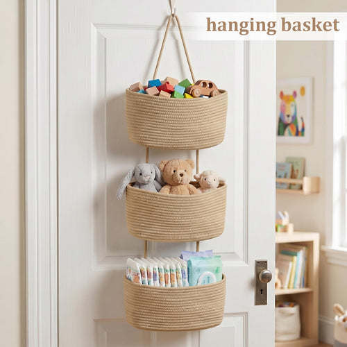 ✨ Wall-Hanging Storage Organizer – 3-Tier, Boho Style, Space-Saving 🏡